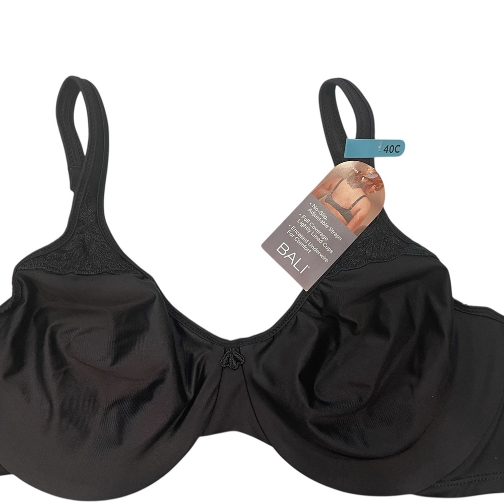 Bali Women's Classic Black Full-Coverage Bra NWT